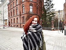 Public Pickup: Strawberry Blonde Chick Rides for Iphone and Gets Cream-Pie.  LeoKleo