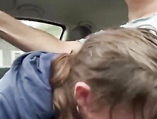 Street Whore Gives Road Head.  This Slut Polishes My Knob While Driving