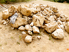 Blind dumb lady persuaded to have sex - Outdoor sex in gravel pit