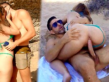 Charming White Bubble Bum Portuguese Gets Picked up in the Beach