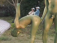 Cosplay Porn: Public Painted Statue Fuck 2