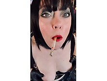 I Crave To Deepthroat On Dong With My Lungs Filled With Smoke! - Tina Snua Smokes A Cork Tipped Cigarette In Gloves & Boobs Out