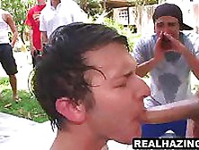 Frat Boy Hunk Sucking And Tugging On A Cock Outdoors