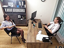 Czech casting with Olivia Sparkle and Stanley Johnson in an office setting
