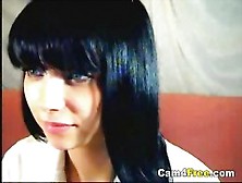 Sexy Brunette Teen Striptease On Her Cam