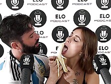 CAMI NAIR EATS THE CREAMY BANANA AT THE SPICY ROOM