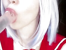 sucking with a drooling dildo cute anime girl