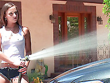 Car Wash Teen Babe Sucks A Fat Cock And Receives A Facial