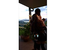 Sissy Lola Ebony Vinyl Suit and Heels Stiletto Kiss and Suck Stessy and Get Butt Licked at Sunset