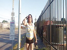 Crossdresser Slut Bianca At Bus Stop