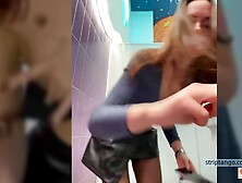 PublicToiletShow - Teen Babe Fucks Herself with Vibrator in Restroom While Being Watched