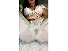 Hot latina squirt in grey leggings fingering fat wet pussy and moaning