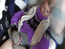 Mohair Turtleneck Purple Sweater With Fleece And Angora Masturbation Cum Shot On A Sock