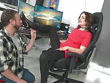 Femdom Manageress Submits Employee To Job Interview Foot Domination Female Orgasm Cum Office Theme