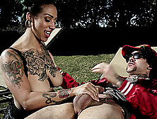 Tattooed Punk Couple Fucking Wildly On A Lounge Chair