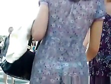 Sexy Teen In See Through Dress Upskirted