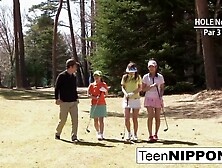 Fine Thai teenie ladies play a game of strip golf