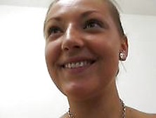 Chubby Tanned European Teen Sucks Cock On Her Knees On Casti...