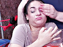 Facialized teen slave bound and throat fucked