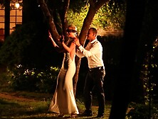 Blindfolded blonde wife Vinna gets a surprise sex session outdoors