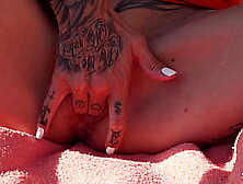 Nymphomaniac Fit German Mature Sophie Logan wth Abs and Many Tattoos Pick Up for Public Fuck