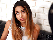 Babe Roxy With Tattooed Leg And Pierced Nipples Fucked By Angry Collector On Couch