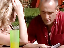 Hairy Pussy Anal Fucking in the Garden with Angelina Crow