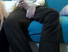 CHARMING Stepsister Plays VIDEOGAME,  Asks for Neck and Foot MASSAGE,  Brother Sneaks a Hand-Job,  SECRETLY WATCHING ONLINE CAM