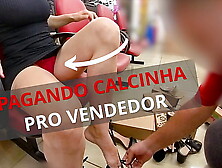 Nasty wifey paying for panties and teasing a salesman in a shoe store.  Real Exhibitionism! Complete