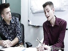 Cheating Twinks Evan Knoxx And Trevor Harris In Office Threesome With Boss Jayden Mar