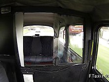 Brown haired babe deep throats in cab