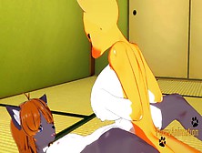 Digimon Asian Cartoon - Taomon & Grey Fox Hard Sex 1/2