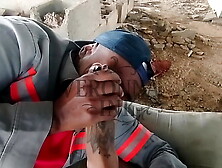 I was walking near the construction site where my husband works and I went there to provoke him.