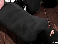 Ebony slut mummified and tormented