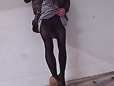 Very Naughty Outdoor Piss In The Pantyhose