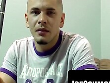 Amature Guy Jerking Off On Bed With Big Load Blasting Chest