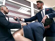 Muscle Threesome With Facial In Office