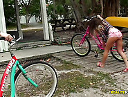 Rachel,  Chloe And Molly Ride Bicycles And Fuck