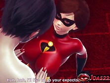 Large Breasts Helen Parr Groans from Fingering and Muff diving - Intensive Fingering Makes Her Cum in Chick Elect two Scene