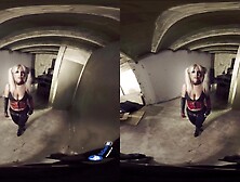Pigtailed Blonde Buxom With Round Booty In Latex Gets Banged From Behind In The Basement