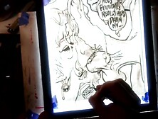 Drawing "The Nut Cruncher" Huge Ball Biting Cum Explosion All Over Her Face,  Music by: CeehDeeh