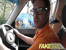 British Teen Marc Rose And Stella Cox Get Naughty With Driving Instructor In Fake Driving School