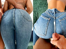 Step Sis Teases Me with Her New Tight Jeans,  Ended with Cumshot on Her Ass