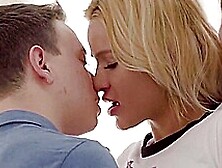 blonde chick happy to have dp