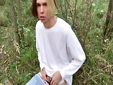 Fine Russian Man Masturbating In A Public Forest And Pee Outdoors