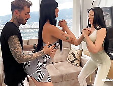 Cute latinas fuck their personal trainer