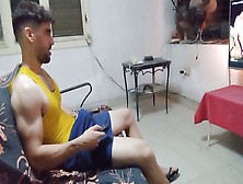 Handsome Euro Twink Jerks Off His Big Dick After Gym And Rolls His Eyes From Intense Orgasm