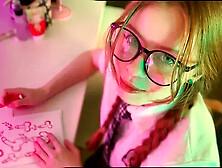 Schoolgirl with Glasses Drew Penises instead of Homework and was Fucked on th...