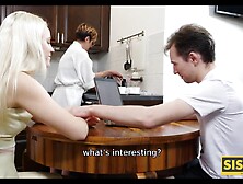 Sexy Blonde Sister Sucks Step Brother's Dick