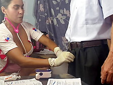 doctor threesome,  she takes out the semen from her patient's stepbrother and masturbation her fine charming and kinky busty and